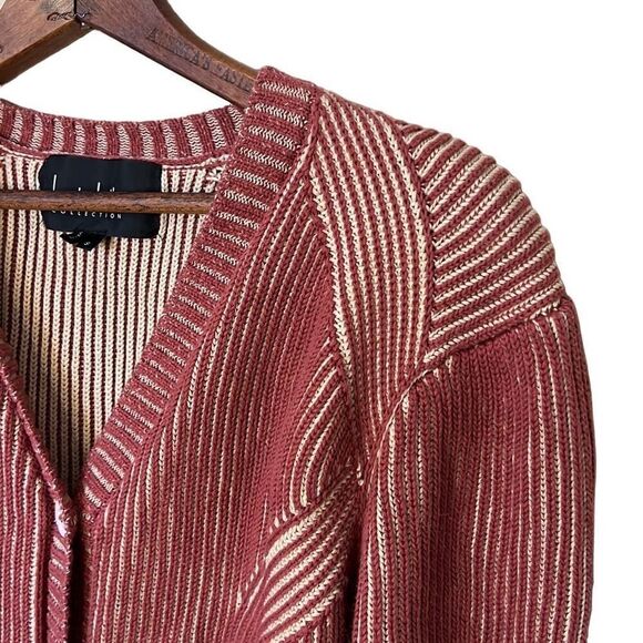 Nicole Miller 100% Cotton Plaited Ribbed Cardigan - Picture 6 of 10